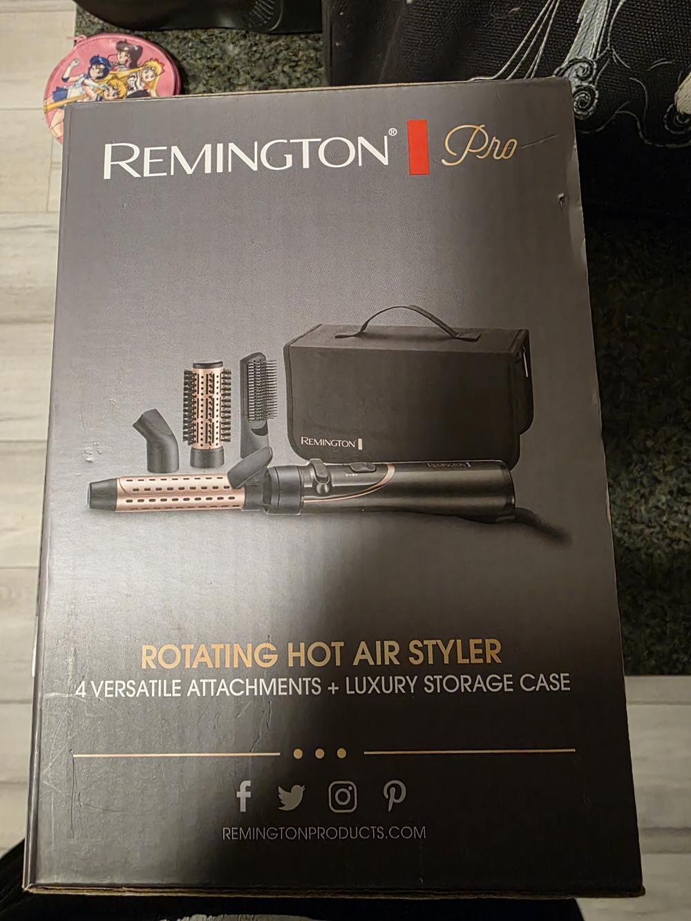 Remington Pro Rotating Hot Air Styler - Black & Rose Gold Accents